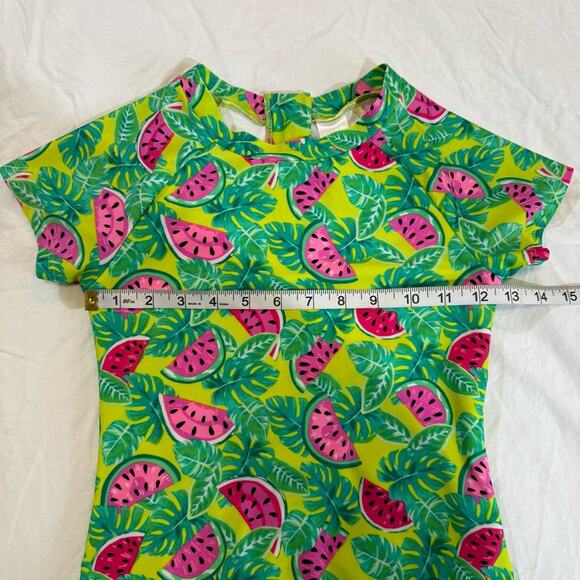 Cat & Jack Green and Pink Tropical Rashguard L  (10/12) - Picture 5 of 9